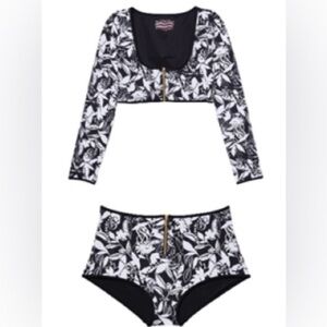 New! Set! Victoria's Secret Iconic Rash Guard Bikini Top/Bottom 4559